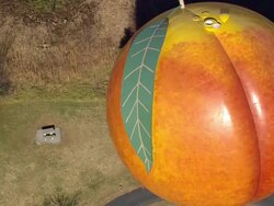 CU AERIAL Shot of Peachoid Water Tower / South Carolina, United States Stock Footage