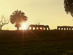 People and Sunset at Parco degli Acquedotti Stock Footage
