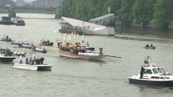 CLEAN: Olympics: torch lit on the royal barge News Clip