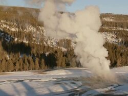 MS Geyser erupting in evening light / Yellowstone National Park, Wyoming, United  Stock Footage