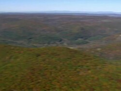 WS AERIAL PAN Trees in Fall colours near West Cornwall / Connecticut, United States Stock Footage