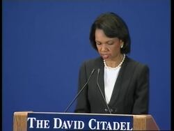 RIce sees "path of cooperation" with Palestinian government; ADDS bites News Clip
