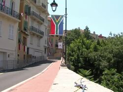 ATMOSPHERE Flags at the Monaco Royal Wedding: Preparations at Monaco . (Footage by WireImage Video/Getty Images Entertainment Video) Stock Footage