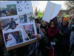 Demonstrators plan to march to the Israeli embassy in Washington to protest the continued air strikes on Gaza. News Clip