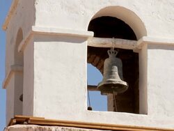 CU Shot of Bell in bell tower / San Pedro de Atacama, Norte Grande, Chile Stock Footage