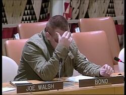 Bono speaks at the launch of the Irish Hunger Commission Report News Clip