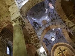 San Cataldo church, interior view of the nave and domes, Palermo, Sicily. Stock Footage