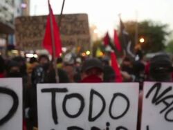 Protest In Rio De Janeiro, After The First Game At The Revamped Maracana Stadium. Stock Footage