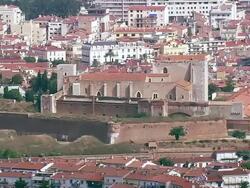 MS AERIAL Shot of Perpignan Town / Languedoc Roussillon, France Stock Footage