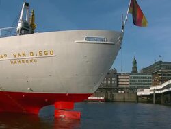 MS Shot of museum ship Cap San Diego / Hamburg, Germany  Stock Footage