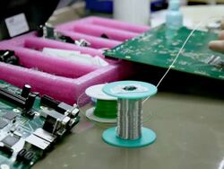Soldering components on a circuit board Stock Footage