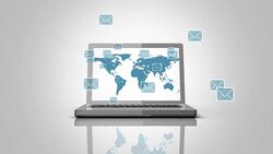 Sending,Incoming E-mails and notebook animation Stock Footage