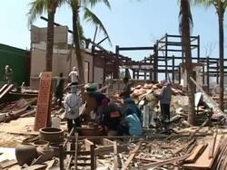MS Post Boxing Day 2004 Tsunami, building destruction, Khao Lak, Thailand Stock Footage