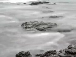 MS T/L Tide washing over rock at Jeju Island / Jeju-do, South Korea Stock Footage