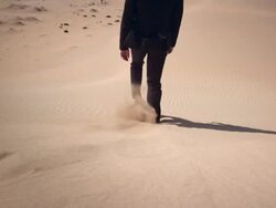 Businessman in desert Stock Footage