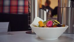 Jelly beans and chocolate candies on table Stock Footage