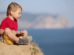 boy with tablet computer Stock Footage