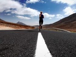 Running in mountains Stock Footage