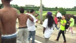 Protest march through Ferguson streets News Clip