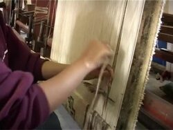 Tibetan carpet weavers Stock Footage