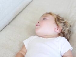 MS Shot of baby boy laughing / Santa Fe, New Mexico, United States  Stock Footage