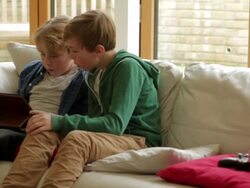 WS Two Brothers Playing Video Games Stock Footage