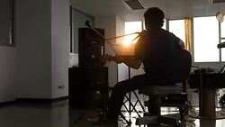 Silhouette music player Stock Footage