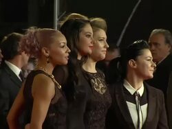 Jade Ellis, Tulisa Contostavlos, Ella Henderson, Lucy Spraggan at 'Skyfall' Royal World Premiere at Royal Albert Hall at Royal Albert Hall on October 23, 2012 in London (Footage by WireImage Video/Getty Images) Stock Footage