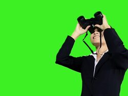 Business Woman Looks To The Future Or Job Through Binocular Stock Footage