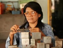 worker measuring steel Stock Footage