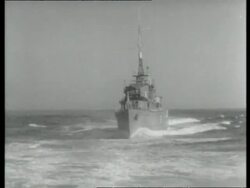 HMS Ashanti, one of Britain's newest destroyers of the Tribal class.  1939 Stock Footage