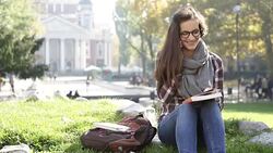 School girl answering phone call Stock Footage