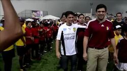 CLEAN: Bebeto inaugurates soccer field for poor kids in Caracas News Clip