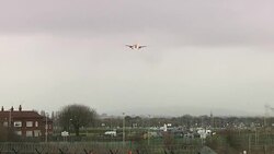 Planes at Manchester Airport take off in strong winds during Storm Doris News Clip