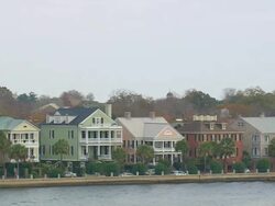 MS AERIAL Shot of houses at Charleston city / South Carolina, United States Stock Footage