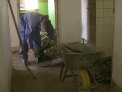 MS Housebreaker at apartment block / Saarburg, Rhineland- Palatinate, Germany Stock Footage