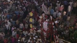 A huge crowd gathers around a Diwali float in India. Stock Footage