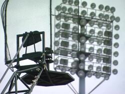 "MS Flood lights of Estadio Centenario Stadium / Montevideo, Uruguay" Stock Footage