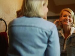 Woman in mirror happy Stock Footage