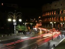 Coliseum's night cars river Stock Footage