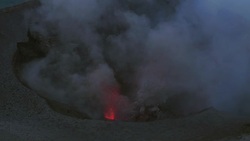 Aerial footage of Mt Yasur volcano erupting Stock Footage