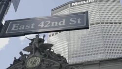 New York Street Sign Dolly Shot Stock Footage