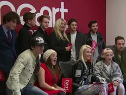 Emma Bunton, Shelly Smith, Matt Cahill, Stevie Richie, Kingsland Road and Blond Electra at HEART X Factor Xmas Choir on 12th December 2014 in London, England. Stock Footage