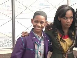 Tyrel Jackson Williams, China Anne McClain , Coco Jones, Tyler James Williams, Debby Ryan and Laura Marano at The Disney Channel And Disney XD Stars Visit The Empire State Building on 3/12/2012 Stock Footage