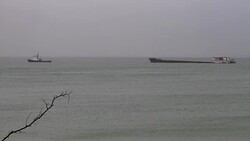 Russian cargo ship Elga 1 sinking at the Black sea in Bulgaria Stock Footage