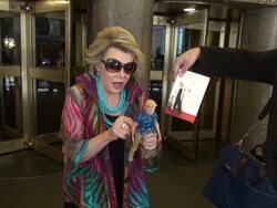 Joan Rivers on her new book, Obama comment and undresses Ken outisde the NBC Studios in Rockefeller Center Stock Footage