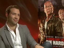 INTERVIEW - Jai Courtney on if he would like to act in another franchise at 'A Good Day To Die Hard' Junket Interview Stock Footage