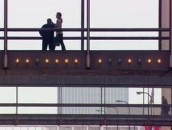 MS Shot of cross bridge / Minneapolis, Minnesota, United States Stock Footage