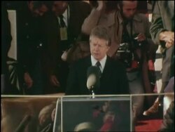 U.S. Democratic President Jimmy Carter gives his inauguration speech after being sworn in as President on January 20, 1977. News Clip