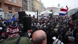 CLEAN : Protest in Zagreb against visit of Serbian president Vucic News Clip